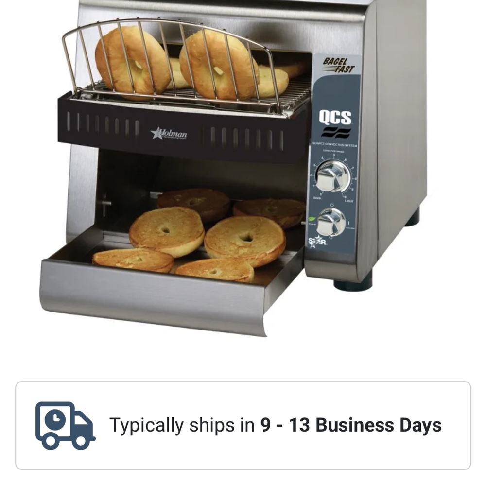 Holman QCS Bagel Fast Commercial Conveyor Toaster - Stainless Steel